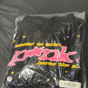 Black Hoodie with Pink and Yellow Graphic